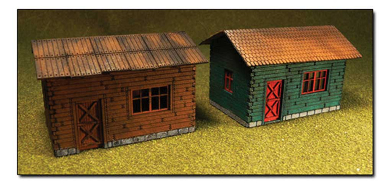 2 Wooden Cottages -- Laser-Cut Wood Kit pkg(2)