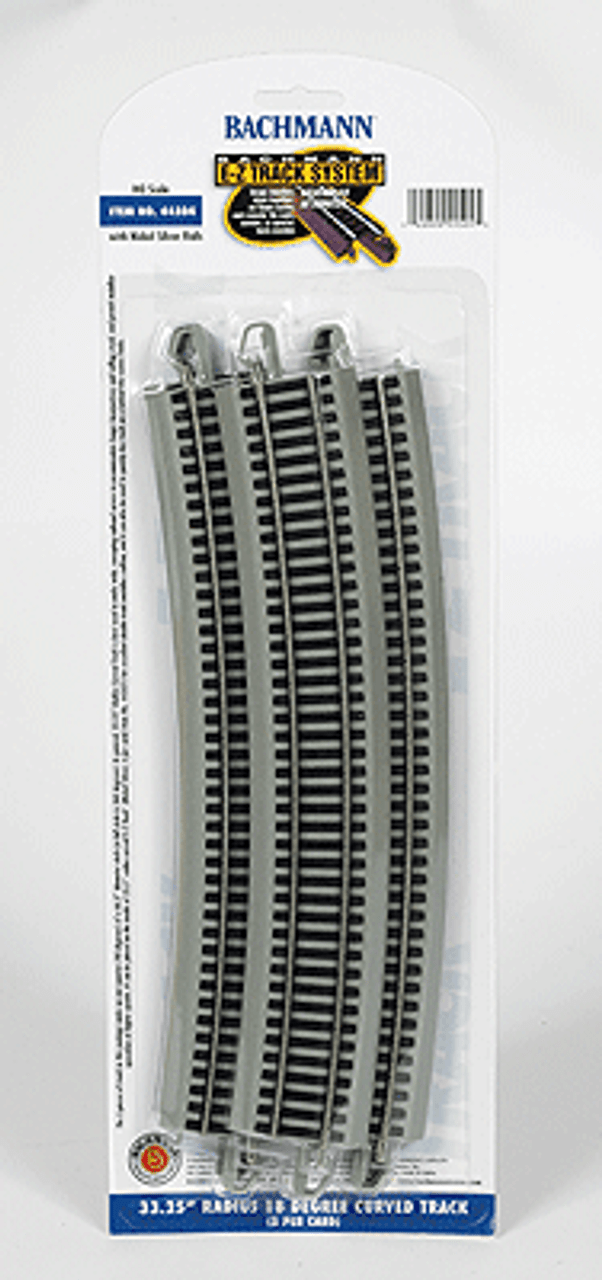 Curved Track w/ Nickel Silver Rail & Gray Roadbed - E-Z Track(R) -- 33-1/4&quot; Radius, 18-Degree Curve pkg(5)