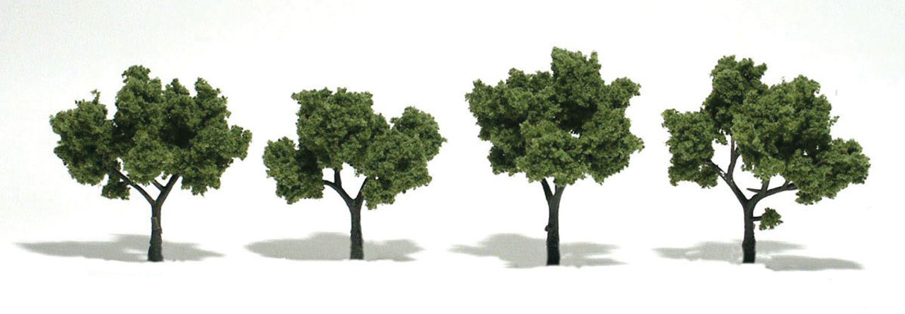 Ready-Made &quot;Realistic Trees&quot; - Deciduous - 2 to 3&quot;  5.1 to 7.6cm pkg(4) -- Light Green