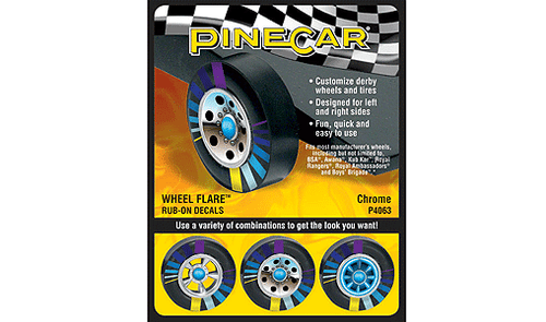 PineCar(R) Dry Transfer Decals -- Chrome Wheels