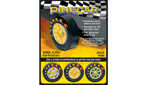 PineCar(R) Dry Transfer Decals -- Juiced Wheels