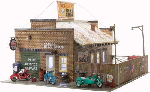 Deuce's Bike Shop - Built-&-Ready Landmark Structures(R) -- Assembled - 5 x 6&quot;  12.7 x 15.2 cm