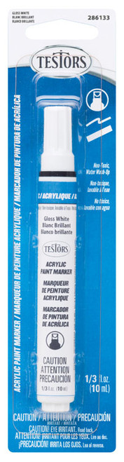 Carded Acrylic Paint Markers - 1/3oz  9.9mL - English/French/Spanish Labels -- White (Gloss)