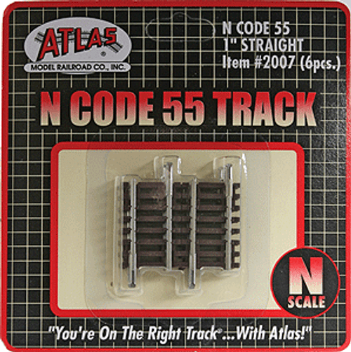 Code 55 Track w/Nickel-Silver Rail & Brown Ties -- Straight - 1&quot;  2.5cm pkg(6)