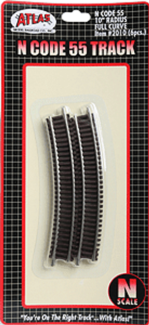 Code 55 Track w/Nickel-Silver Rail & Brown Ties -- 10&quot; Radius Full Curve pkg(6)