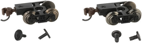 Friction-Bearing Freight Trucks with Wheels and E-Z Mate(R) Knuckle Couplers -- 1 Pair - Scale: N Friction-Bearing Freight Trucks with Wheels and E-Z Mate(R) Knuckle Couplers -- 1 Pair - Scale: N