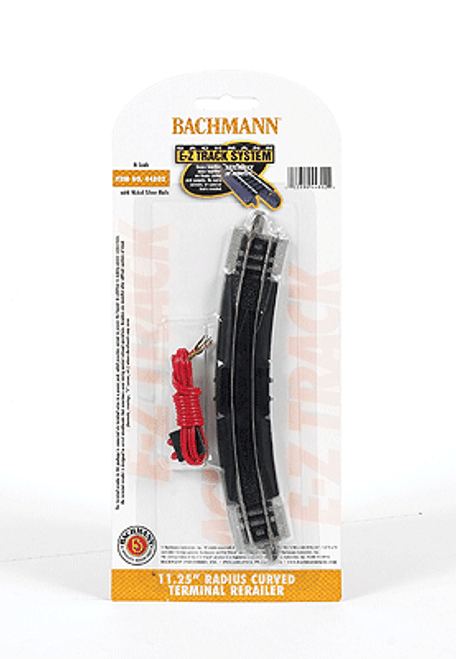 Curved Track w/Nickel Silver Rail & Gray Roadbed - E-Z Track(R) -- 11-1/4&quot; Radius Terminal Rerailer w/Wire