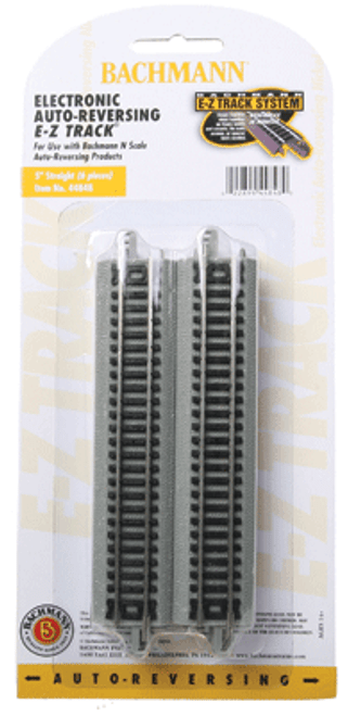 Auto-Reversing Track w/Nickel Silver Rail & Gray Roadbed - E-Z Track(R) -- 5&quot; Straight pkg(6)