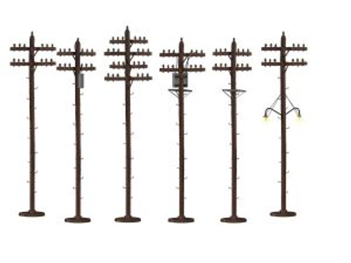 O RTR Scale Telephone Poles w/Transformers & Lights