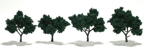 Ready-Made &quot;Realistic Trees&quot; - Deciduous - 2 to 3&quot;  5.1 to 7.6cm pkg(4) -- Dark Green