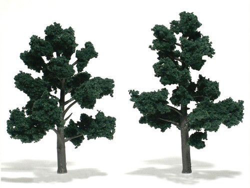 Ready-Made &quot;Realistic Trees&quot; - Deciduous - 5 to 6&quot;  12.7 to 15.2cm pkg(2) -- Dark Green