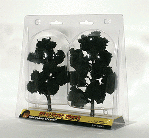 Ready-Made &quot;Realistic Trees&quot; - Deciduous - 6 to 7&quot;  15.2 to 17.8cm pkg(2) -- Dark Green