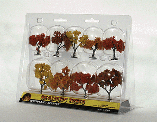 Ready Made Realistic Trees(TM) - Deciduous - Fall Mix -- 1-1/4 to 3&quot;  3.2 to 7.6cm pkg(9)