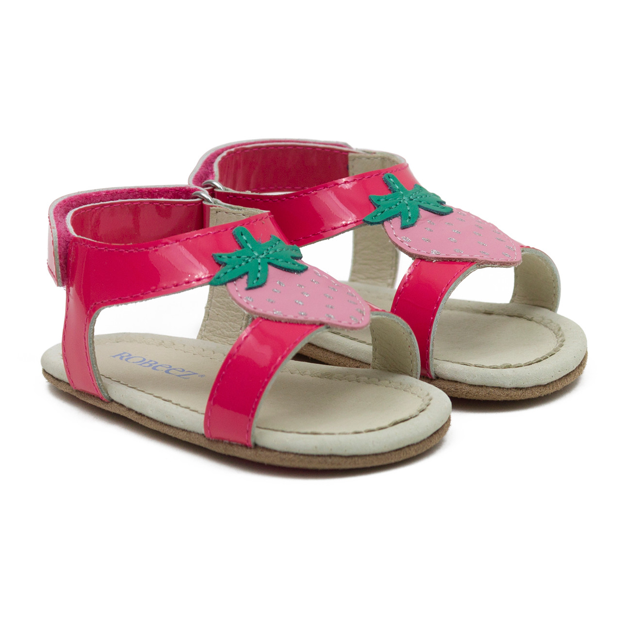 Girls Strawberry Baby Sandals Neon Pink | Robeez