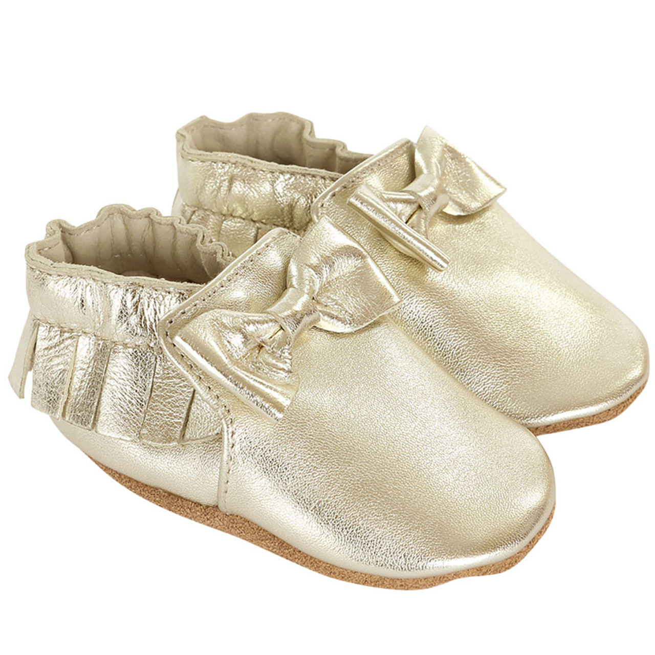 Premium Leather Maggie Moccasins Gold | Soft Soles | Baby Shoes | Robeez
