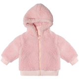 Reversible Sherpa Jacket with Hood Pink, reversed side, front Reversible Sherpa Jacket with Hood Pink, reversed side, front