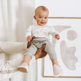 Baby wearing Leah Basic Soft Soles in Light Pink