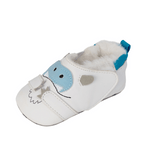 Ro+Me Yeti Baby Shoes in White, perspective view right shoe