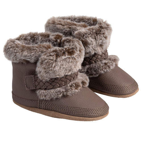 Angle - Robeez Brown Montana Soft Soles Boots