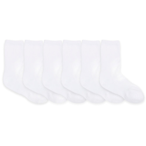 Unisex Solid Crew Kids Socks Black 6-Pack