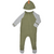 Footie Coverall with Character Hat Green Dinosaur, front