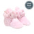 Plush Bow Snap Booties in Light Pink, perspective view
