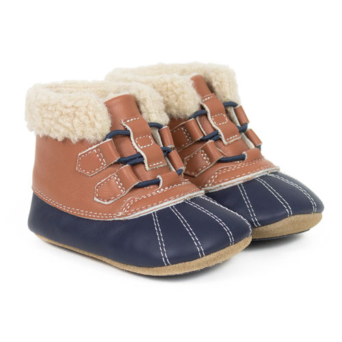 navy and rust warm toddler boots