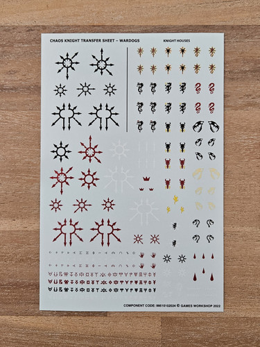 Chaos Knights War Dog Transfer Sheet