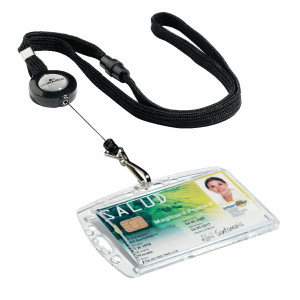 DB68028 Durable Textile Lanyard With Badge Reel Black Pack 10 8223 01 DB68028 Durable Textile Lanyard With Badge Reel Black Pack 10 8223 01