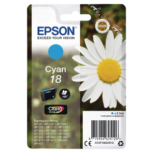 C13T18024012 Epson C13T18024012 18 Cyan Ink Cartridge 180 pages 3ml C13T18024012 Epson C13T18024012 18 Cyan Ink Cartridge 180 pages 3ml
