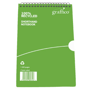 EN08034 Graffico Recycled Shorthand Notebook 160 Pages 203x127mm 9100037