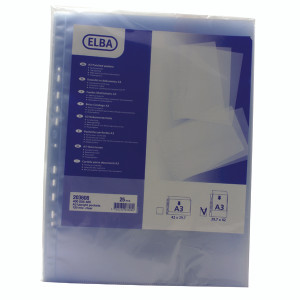BX203608 Elba Punched Pocket Polypropylene Portrait A3 Clear Pack 100 100080921 BX203608 Elba Punched Pocket Polypropylene Portrait A3 Clear Pack 100 100080921