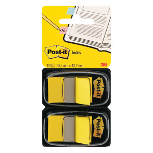 3M92061 Post-it Index Tabs Yellow Size 25mm comes with twin dispenser Pack 100 Pack 100 680-Y2EU