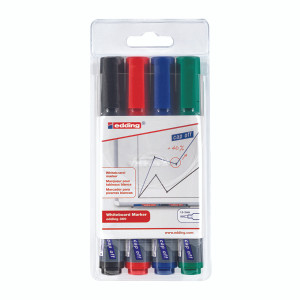 ED02285 Edding 360 Drywipe Marker Assorted Pack 4 4-360-4 ED02285 Edding 360 Drywipe Marker Assorted Pack 4 4-360-4