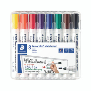 ST18624 Staedtler Lumocolor 351 Drywipe Marker Assorted Pack 8 351 WP8