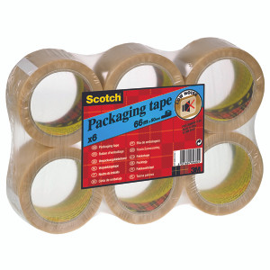 3M69682 Scotch Packaging Tape Heavy 50mmx66m Clear Pack 6 PVC5066F6 T