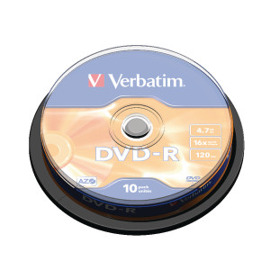 VM35235 Verbatim DVD-R Speed Jewel Case 4x 4 7GB Pack 10 43486