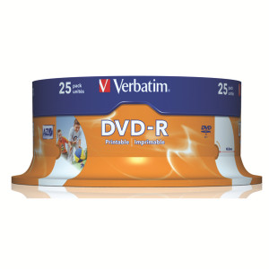 VM43538 Verbatim DVD-R Spindle 16x 4 7GB Pack 25 43489