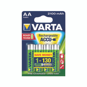 VR55069 Varta AA Rechargeable Accu Battery NiMH 2100 Mah Pack 4 56706101404 VR55069 Varta AA Rechargeable Accu Battery NiMH 2100 Mah Pack 4 56706101404