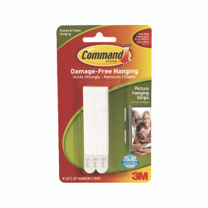 3M32268 3M Command Narrow Picture Hanging Strips White Pack 4 17207 3M32268 3M Command Narrow Picture Hanging Strips White Pack 4 17207