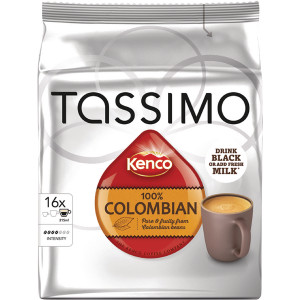 KS27780 Tassimo Kenco 100 Columbian Coffee 136g Capsules 5 Packs 16 712864 KS27780 Tassimo Kenco 100 Columbian Coffee 136g Capsules 5 Packs 16 712864