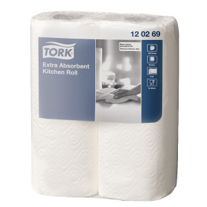 SCA00630 Tork Extra Absorbent Kitchen Roll 2-Ply White Pack 24 120269