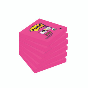 3M98405 Post-it Notes Super Sticky 76x76mm Fuchsia 90 Sheets Pack 6 654-6SS-PNK-EU 3M98405 Post-it Notes Super Sticky 76x76mm Fuchsia 90 Sheets Pack 6 654-6SS-PNK-EU