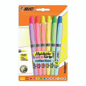 BC59373 Bic Highlighter Grip Pastel Assorted Pack 12 992562 BC59373 Bic Highlighter Grip Pastel Assorted Pack 12 992562