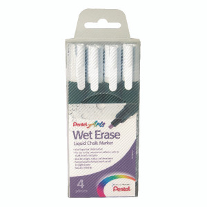 PE13755 Pentel Liquid Chalk Marker White Pack 4 SMW26 4 PE13755 Pentel Liquid Chalk Marker White Pack 4 SMW26 4