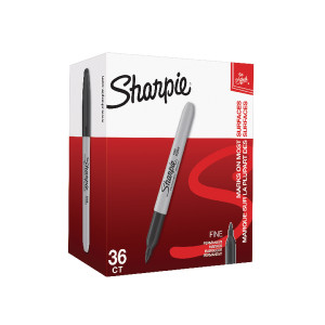 GL25040 Sharpie Permanent Marker Fine Black Pack 36 2025040