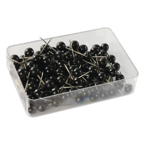 WS26890 Map Pins Black 4 5mm Spherical Plastic Heads Pack 100 26891