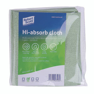 CNT08528 Robert Scott Hi-Absorb Microfibre Cloth Green Pack 5 103986GREEN CNT08528 Robert Scott Hi-Absorb Microfibre Cloth Green Pack 5 103986GREEN