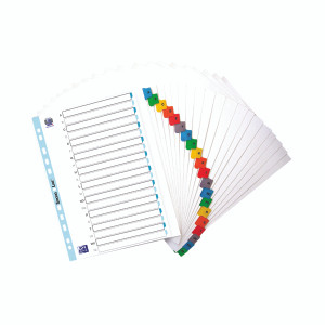 JD68904 Oxford A-Z Index 20T Strongline A4 Assorted 100204603