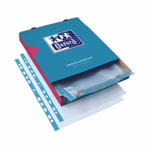 JD04370 Oxford Punched Pocket 75micron A4 Blue Clear Pack 100 400002150 JD04370 Oxford Punched Pocket 75micron A4 Blue Clear Pack 100 400002150